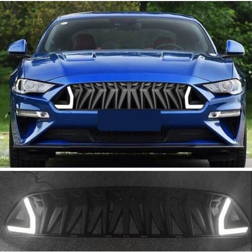 High Quality ABS Mesh Grille Trim Racing Grills For Ford Mustang 2015 2016 2017 2018 2019 2020 (With LED Light)