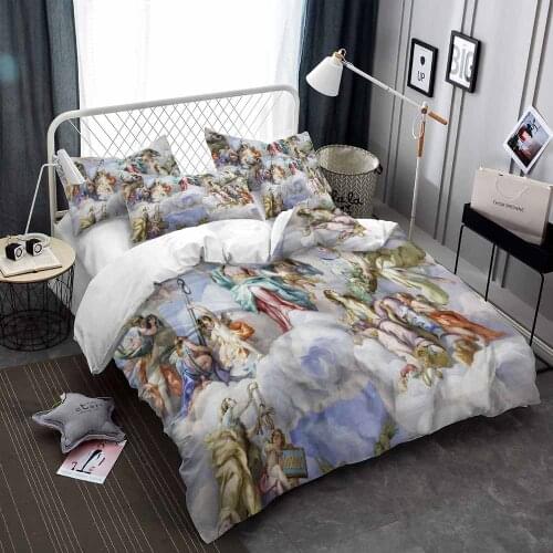 Luxury Retro Bedding Set Angel Oil Painting Duvet Cover Pillowcases Quilt Cover Double King Size European Artistic Bed Cover 150