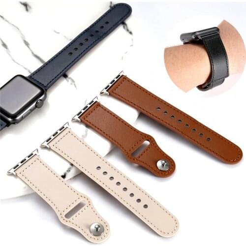 Luxury Leather Strap for iWatch 44mm 42mm 40mm 38mm Soft Watchbands for Apple Watch Series 6 5 4 3 2 1 SE Watches Accessories