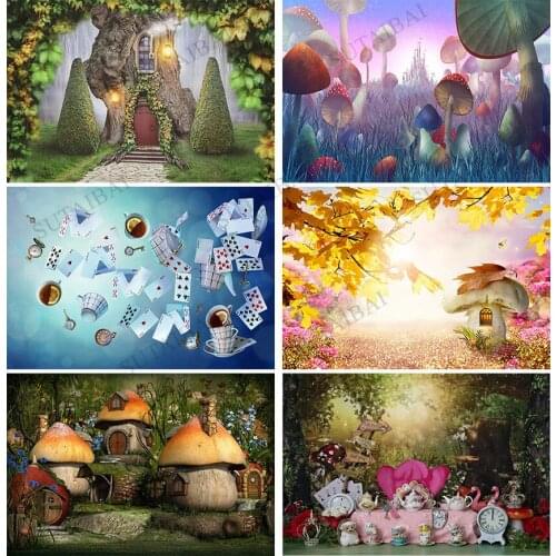 Fairy Tale Princess One Birthday Cake Smash Backdrop Alice Wonderland Tea Party Background Photography Dreamy Forest Photocall
