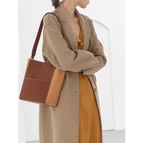 Solid Color Shoulder Bag For Women PU Leather Crossbody Bag Lady Luxury Handbag Female Large Capacity Bucket Bag