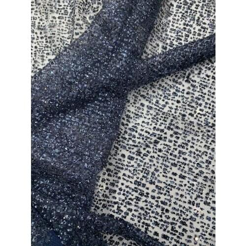 Stock 5yards/bag Dark blue speckled pattern flash powder craft fashion fabric for wedding dress design