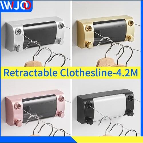 Retractable Clothesline Indoor Outdoor Drying Rack Telescopic Stainless String Invisible Clothesline Laundry Dryer Double Rope