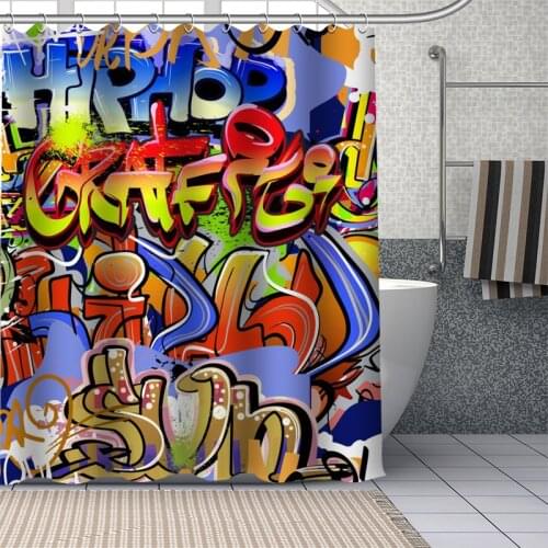 Custom graffiti art Shower Curtains DIY Bathroom Curtain Fabric Washable Polyester for Bathtub Art Decor Drop Shipping