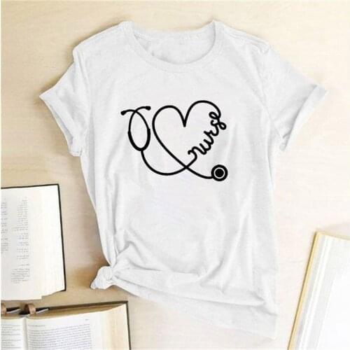 Ladies Short-sleeved Harajuku Cartoon Shirt Tops Shirt Graphic T-shirt Womens T-shirt Funny Heart-shaped Love Print T-shirt