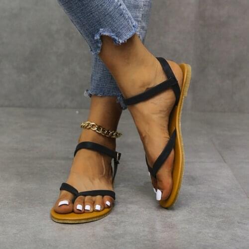 Sandalias planas de gladiador para mujer, gladiador con punta abierta , sandalias de playa de mujer con hebilla romana de correa