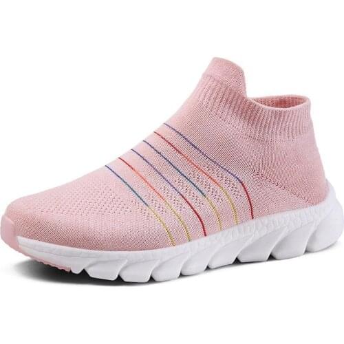 Women Slip-on Tennis Sneakers Breathable Running Shoes Casual Lightweight Socks Sneaker Fitness Autumn Soft Sport Shoes 2021