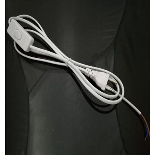 1.5meter table light Power cord with switch white EU two round plug wire X2