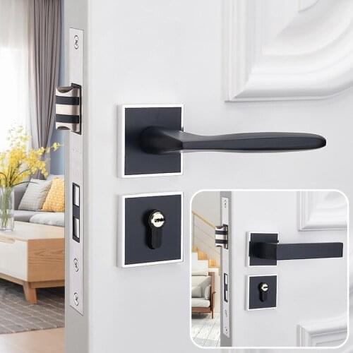 1pcs high quality black fashion mute door lock indoor bedroom home universal type minimalist door lock