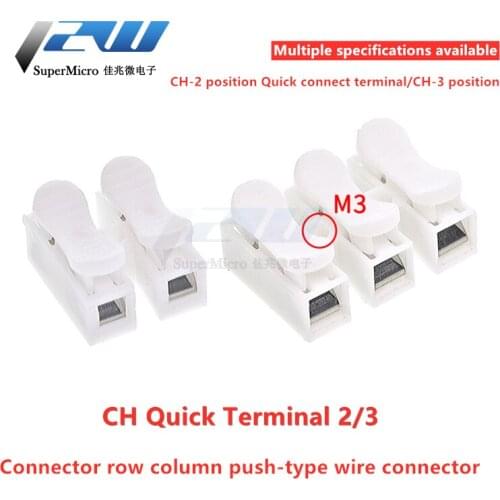 10PCS CH-2 CH-3 Spring Cable Quick Connector 2P 3P Electrical Crimp Terminals Splice Block Cable Clamp Easy Fit Led Strip