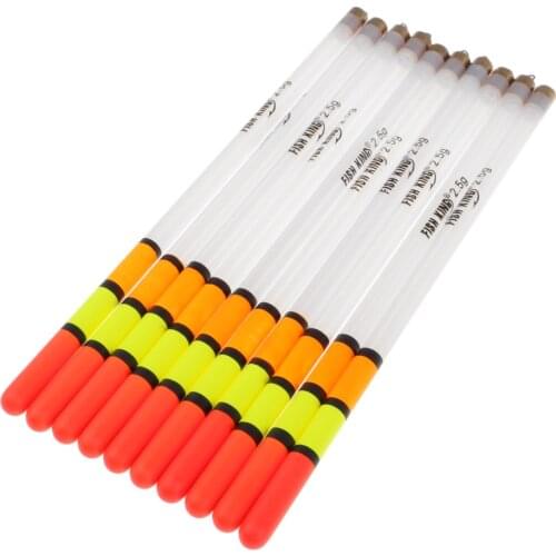 10x Fishing Floats Tube Fishing Float Bobbers Crystal Waggler with 360° Swivel