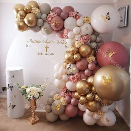 118pcs Retro Pink Double Cream Peach Gold Ballon Arch Kit Balloon Garland Wedding Supplie Party Decor Baby Shower Birthday Decor