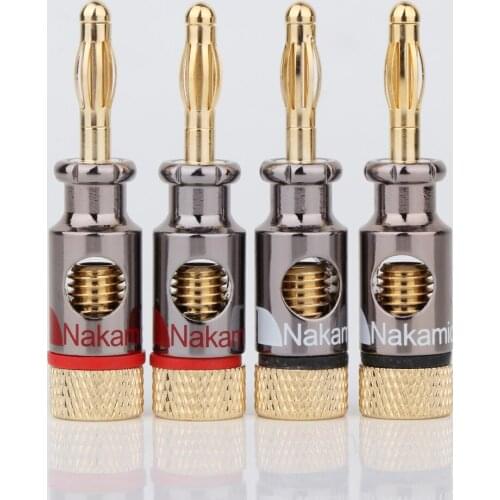 4pcs Pailiccs 24k Gold Plated Banana plugs audio banana jack connector for speaker cable
