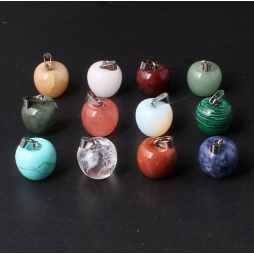 12pcs Apple Chakra Pendants Natural Stone Crystal Necklaces Pendants Reiki Healing Meditation Pendulum Women Necklace Pendulo