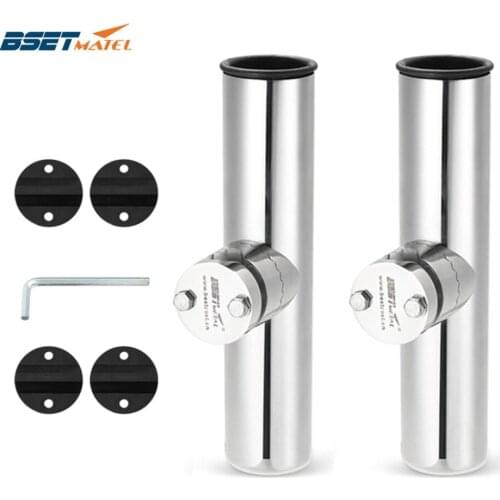 2X Rail Mount stainless steel 316 fishing rod holder rack pole bracket support clamp on 3/4 to 1-1/4 inch marine boat hardware