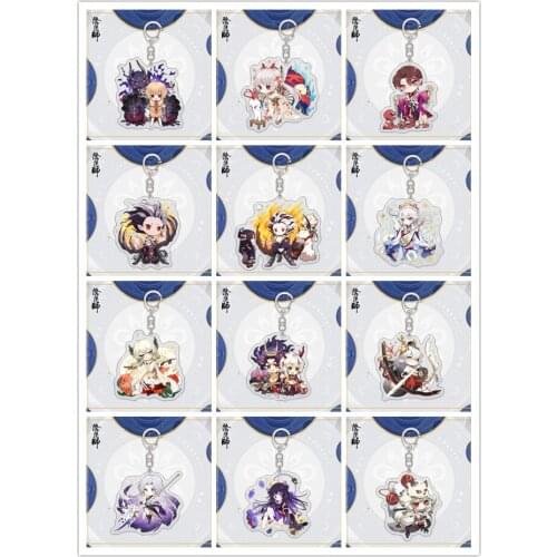 2021 Game Genshin Impact Anime Acrylic Bags Pendant keqing Barbara Zhongli Keyrings Tartaglla Paimon Klee Kaeya Qiqi Keychains