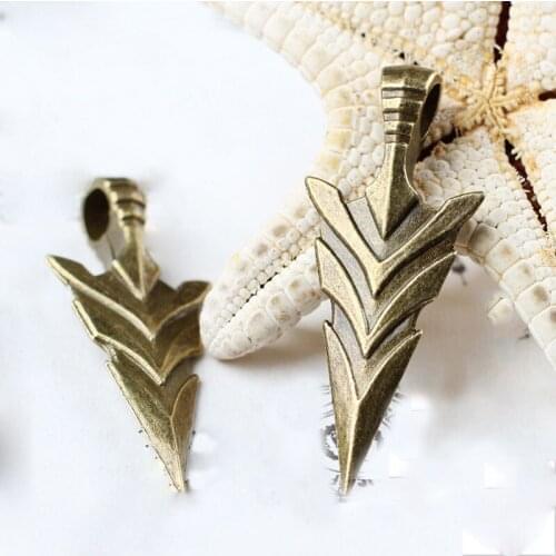 High Quality 30 Pieces/Lot 19mm*47mm Antique Bronze Plated Arrowhead Arrow Metal Diy Charms