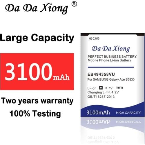 3100mAh EB494358VU Battery for Samsung Galaxy Ace 5830 S6802 B7510 i569 i579 i619 S5660 S5670 S5830I S5838 S6102 S6108 S5830
