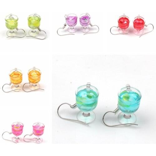 Acrylic Cute Earrings Fruit Drinks Glass Pendant Drop Earrings Couple Girl Gifts Trinkets Direct Women Fashion Jewelry Bohemia