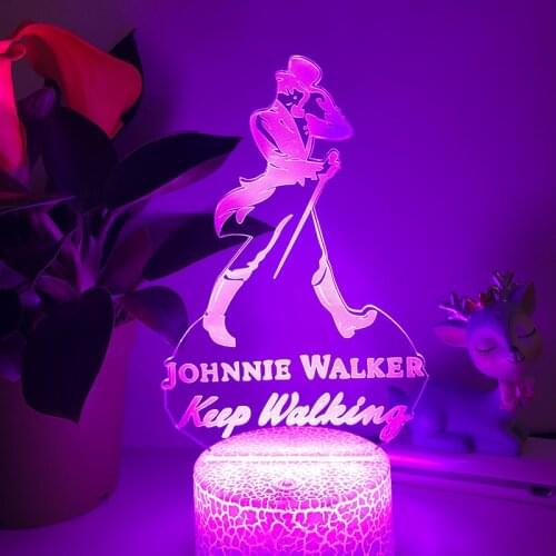 Acrylic 3D LED Night Light Johnnie Walker Keep Walking For Home Decor Bedroom 16Color Changing USB Touch Table Lamp