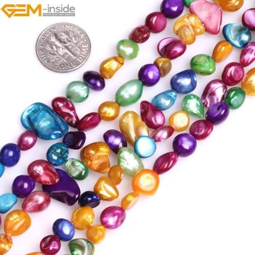 Gem-inside Top Drilled Beads Multicolor Freeform Potato Shell Beads For Jewelry Making Beads 15inches DIY Jewellery