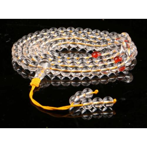 BRO899 High Quality Natural Clear Crystal Quartz Yoga Meditation Mala 8mm 108 beads Strand