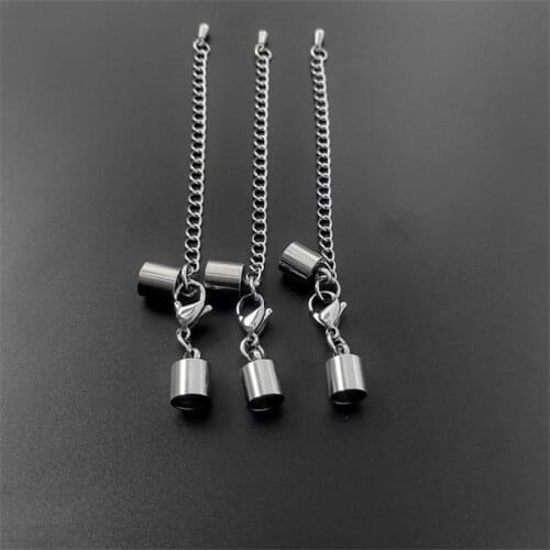 30pcs 316L Stainless Steel Extension End Chain Bracelet Wax Cord Buckle for Necklace Extender Chains for DIY Jewelry Making