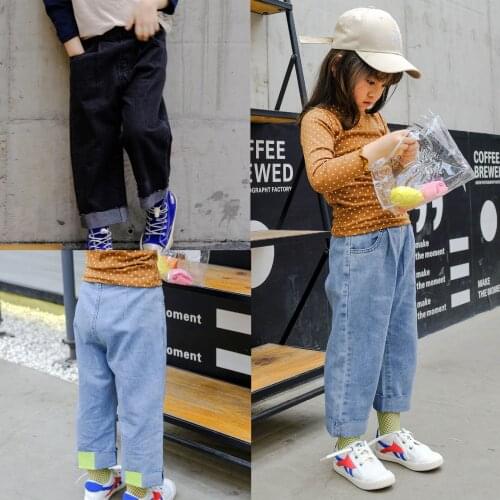 Kids Jeans Baby Girls Jeans Children Toddler Boys Pants Casual Girls Trousers Girls Clothes Girl Wide Leg Jeans for Girl 2-8Y