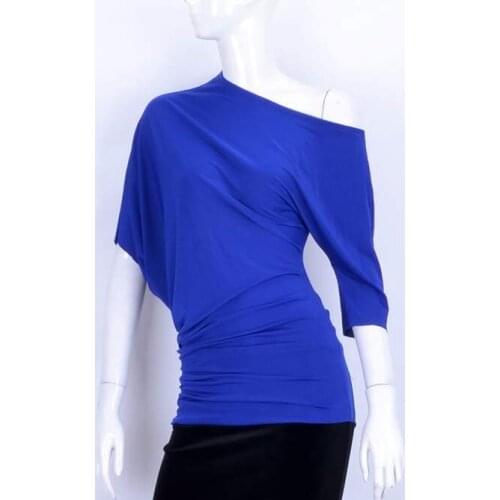 Exotic dance ballroom dancing irregular oblique shoulder sleeve a loose bat practice coat T14032