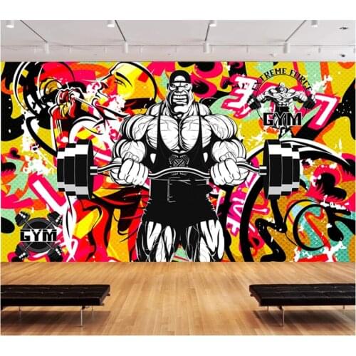 Wellyu Customized wallpaper 3d European and American retro fashion graffiti fitness fitness club background wallpaper