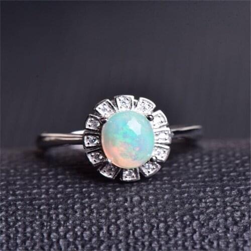 Natural Fire Opal Ring Genuine Solid 925 Sterling Silver Women Gemstone Rings Fine jewelry wholesale