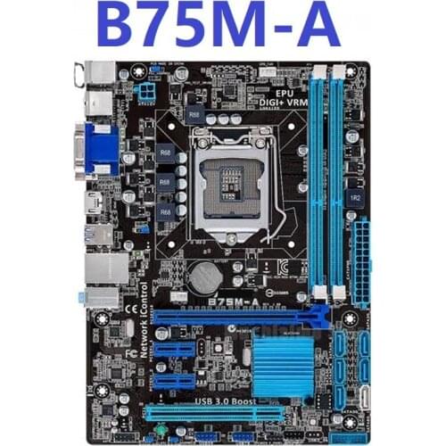 For LGA 1155 Asus B75M-A Motherboard DDR3 16GB PCI-E 3.0 HDMI VGA Desktop B75 Placa-Mãe 1155 Micro ATX Used
