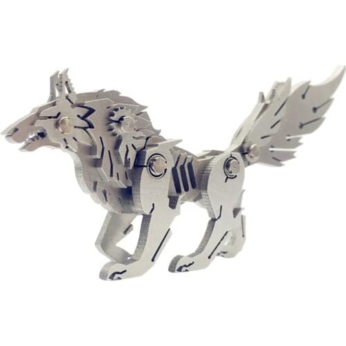 DIY Assemble Model Kit 3D Stainless Steel Assembly Detachable Model Puzzle home office table Ornaments gift - Wild Wolf