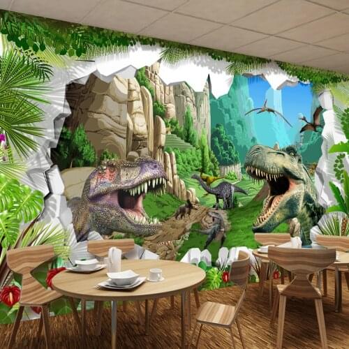 Custom Mural Wallpaper 3D Cartoon Dinosaur Living Room TV Background Wall Mural Childrens Room Bedroom Photo Backdrop Wallpaper