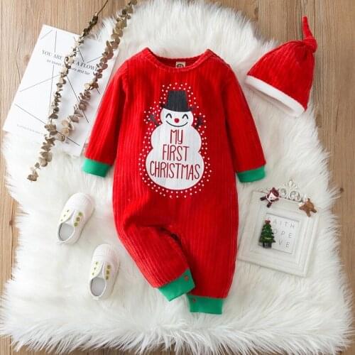 New Arrival Kids Girls Christmas Style Snowy Man Pattern Romper