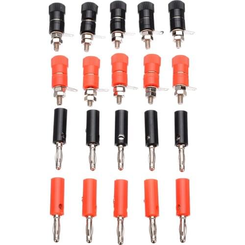 New 10pcs Iron ABS Connectors 4mm Red Black Banana Plug Suitable For All Instruments Binding Post Speaker Terminal