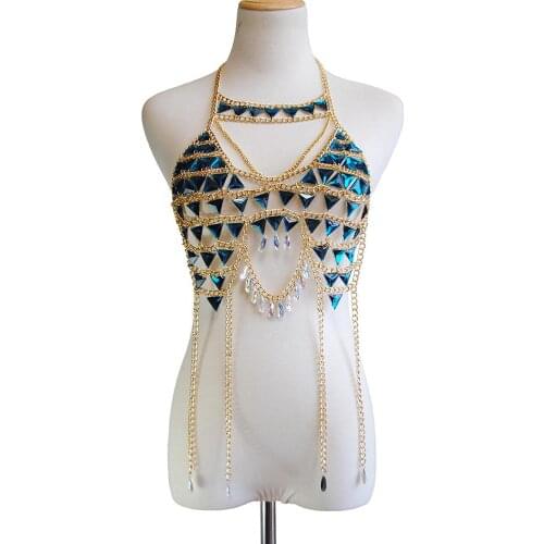 New Acrylic gem patchwork cami Body Jewelry women colorful halter handmade hollow heart shape beach party Body Jewelry