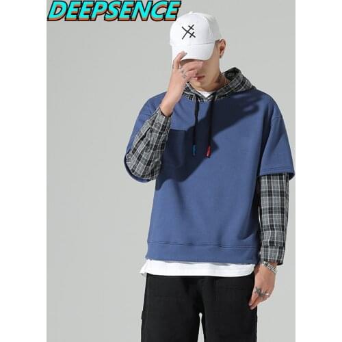 Men Spring Autumn Fashion Casual Sweatshirt Hoodies Men England Style Plaid Loose Fit Streetwear Chic Plus Size Men Clothing