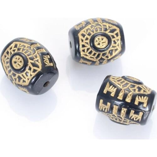 Wholesale 13x16mm Vintage Inspired Ethnic Oval Shape Acrylic Antique Design Bead For Women Diy Bracelet Jewelry Making Golden