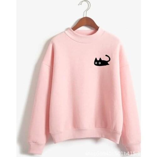 Autumn and winter mini cartoon black cat pattern new fashion autumn and winter long-sleeved sweatshirt