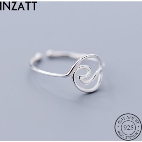 INZATT Real 925 Sterling Silver Geometric Hollow Round Wave opening Ring For Fashion Women Party Fine Jewelry Punk Gift 2019