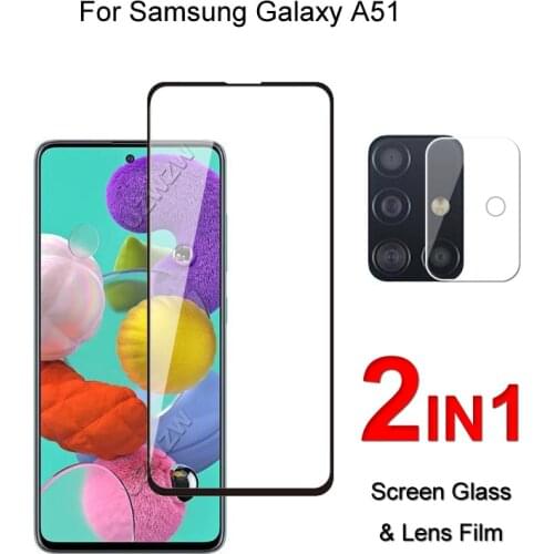 Full Cover Glass For Samsung Galaxy A51（4G / 5G）Screen Protector Protective Tempered Glass Explosion Proof & Camera Lens Film