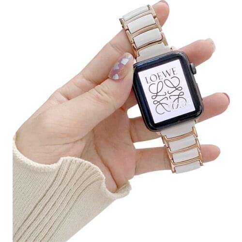 Ceramic Three Beads Smart Replacement Watch Band 1 2 3 4 5 Stainless Steel Ceramic Removable Watch Strap For Apple Watch Band