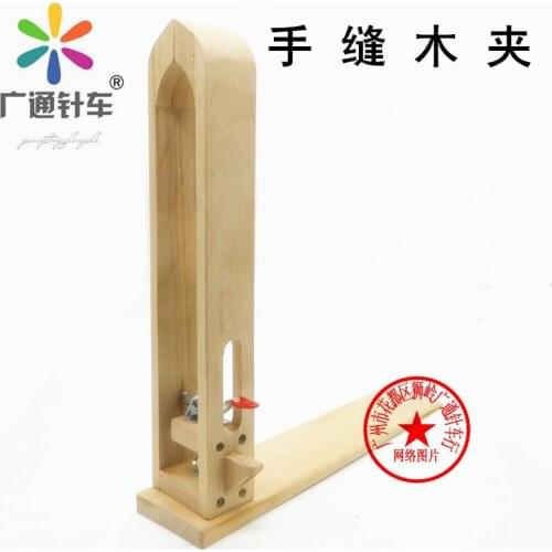 DIY handmade leather carving wide wood clamp Hand stitched leather wooden clip