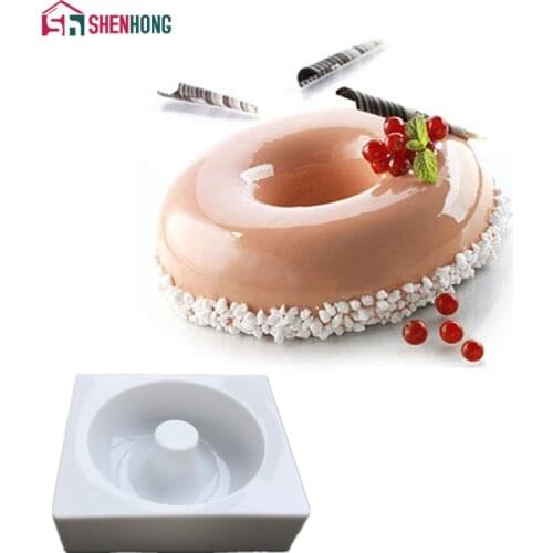 SHENHONG Round Donuts Cake Mould Pan 3D Art Silicone Mold Mousse Silikonowe Chocolate Moule Baking Moule