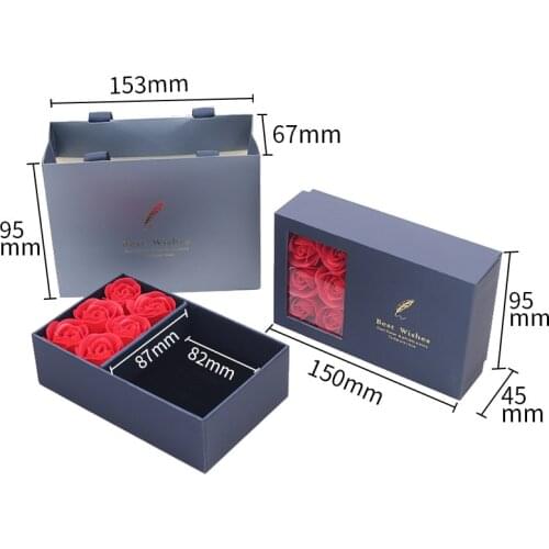 Royal Blue Roses Flower Box Makeup Organizer Jewelry Ring Pendant Earrings Bracelet Showcase Storag Box Valentines Day Gift