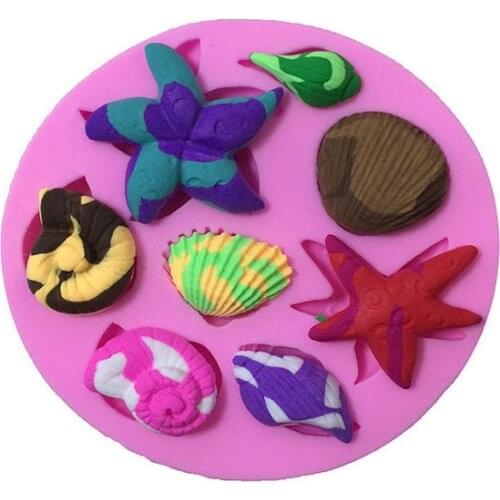 Cake Silicone Mold Diy Sea Shell Starfish Conch Sea Ocean Creatures 3D Chocolate Fondant Soap Resin Mould Cake Decorating Tools