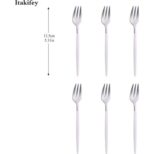 6PCS Black Gold Tea Fork Stainless Steel Cake Thicker Forks For Dessert Red Small Tea Rainbow Dessert Fork For Snack Dinnerware