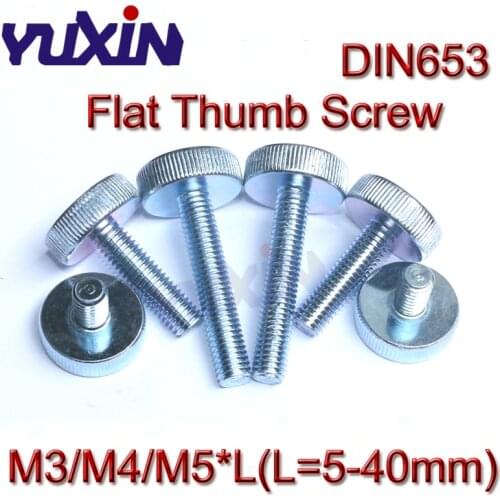 50Pcs DIN653 GB835 M3 M4 M5 Knurling Flat Head Knurled Thumb Screw Hand Tighten Computer Screws