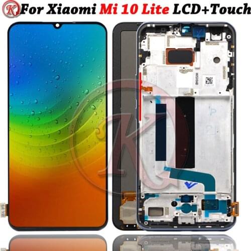 AMOLED LCD For Xiaomi Mi 10 lite LCD Screen Display Frame+Touch Screen Digitizer For Xiaomi Mi 10 lite 5G LCD
